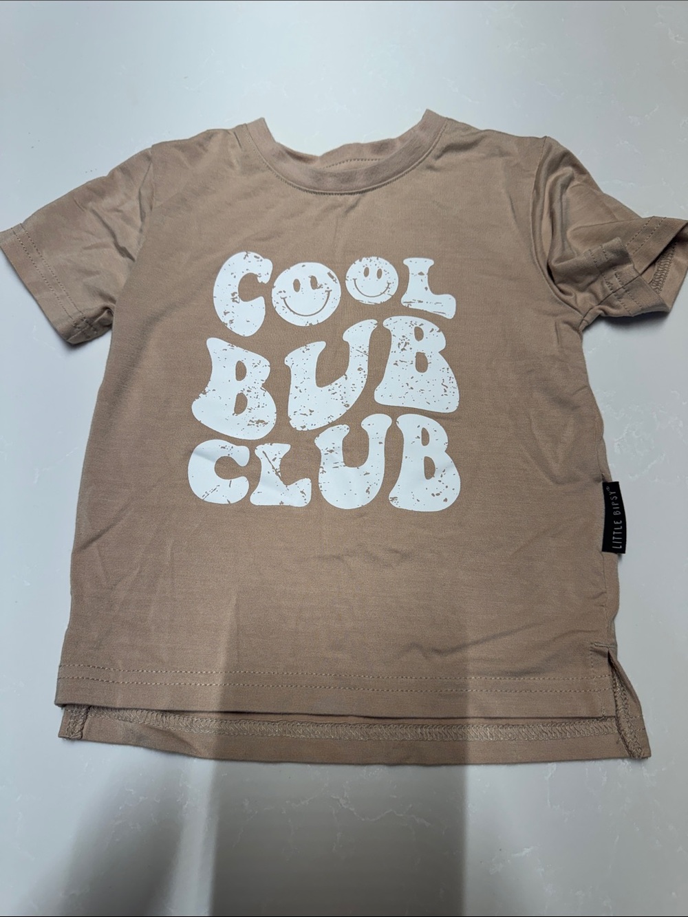 Little Bipsy Tan Graphic Tee with White 'COOL BUB CLUB' Print